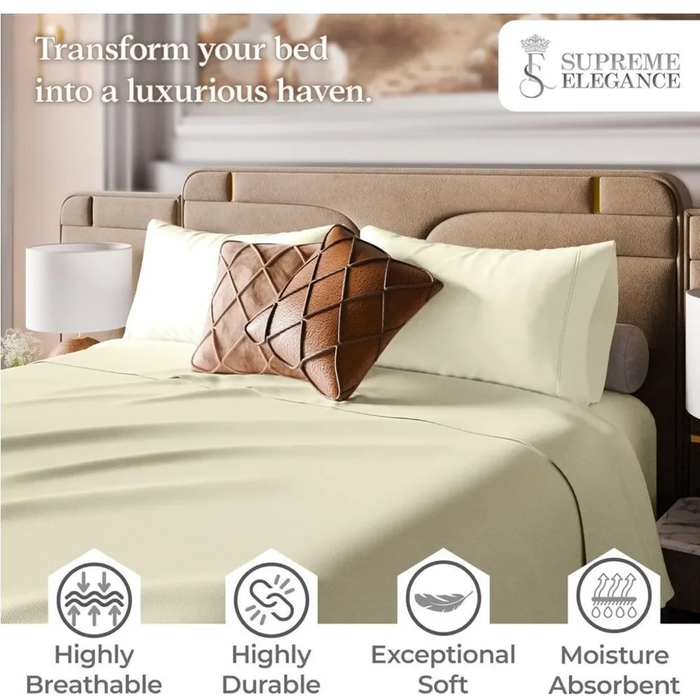 AIREOLUX Egyptian Cotton Queen Size‎ Sheets Set 1000 TC Count Sateen Luxury